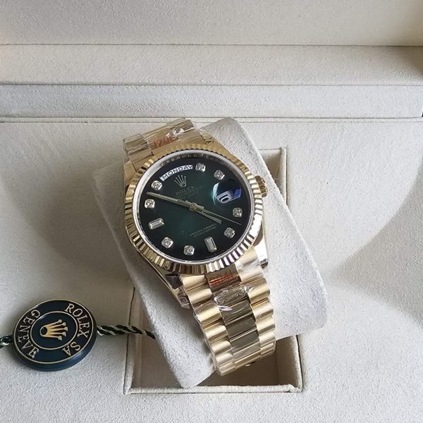 Rolex Day-Date Green Ombre Dial 36mm Yellow Gold Bracelet Unisex Copy Watch