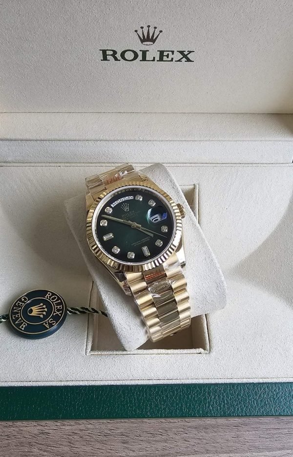 Rolex Day-Date Green Ombre Dial 36mm Yellow Gold Bracelet Unisex Copy Watch