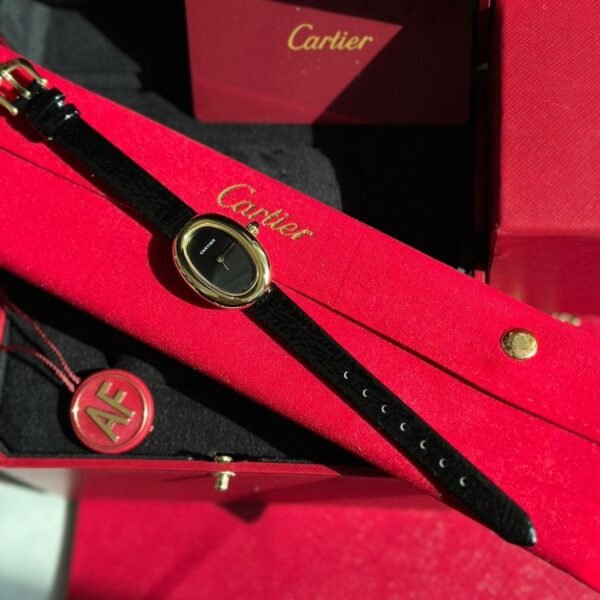 CARTIER Baignoire Yellow Gold Black Dial WGBA0040 Black