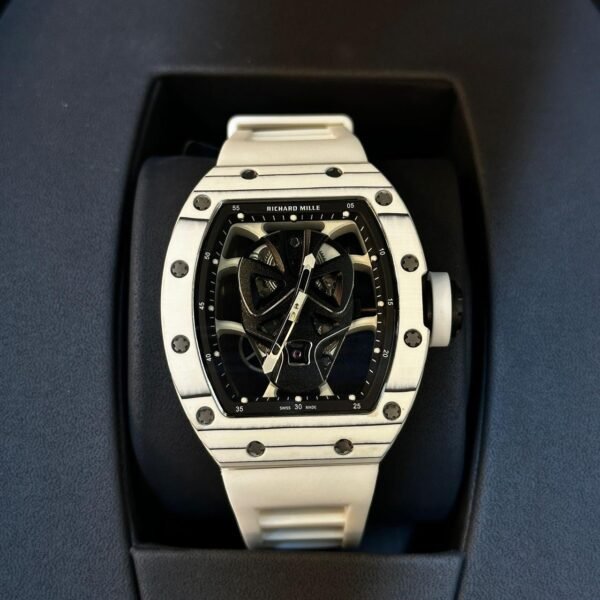 Richard Mille White Quartz Tourbillon Skull Mask RM 52-06 Mens Replica Watch