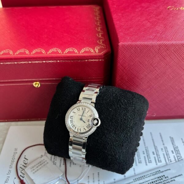 Cartier Ballon Bleu 28mm Diamond Silver watch replica