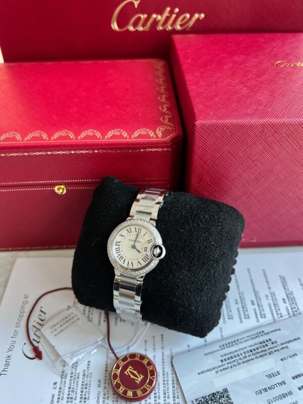 Cartier Ballon Bleu 28mm Diamond Silver watch replica
