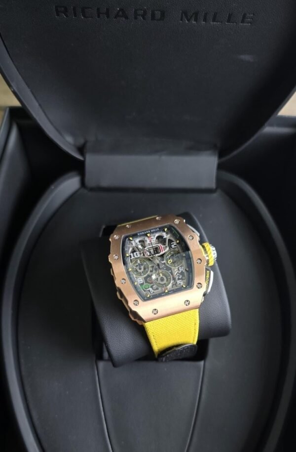 Richard Mille RM 011 03​ Flyback Chronograph Rose Gold Yellow Strap
