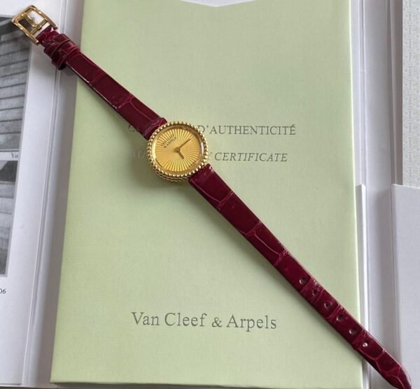 Van Cleef & Arpels Perlee Gold Dial Quartz Red Alligator