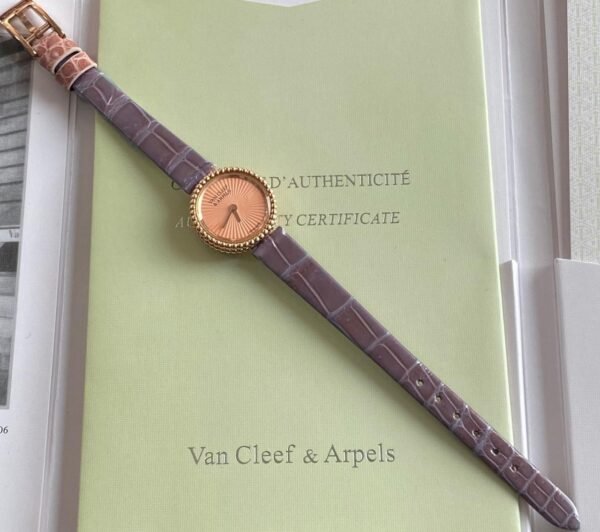 Van Cleef & Arpels Perlee Yellow Gold Purple Alligator Strap 23mm