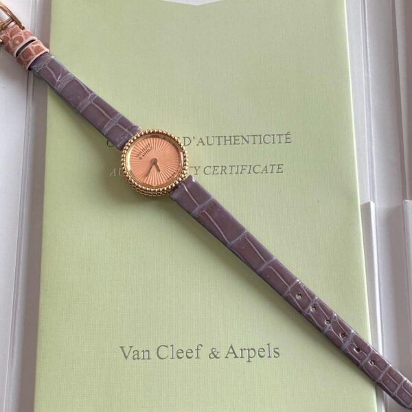 Van Cleef & Arpels Perlee Yellow Gold Purple Alligator Strap 23mm