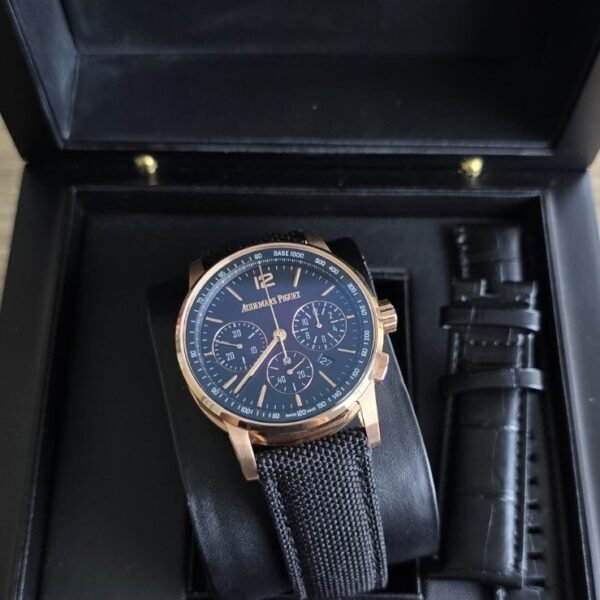 Audemars Piguet Code 11.59 Rose Gold Blue Dial Black Textile