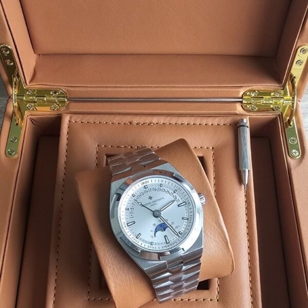 Vacheron Constantin Overseas Moon Phase Retrograde Date Steel White Dial