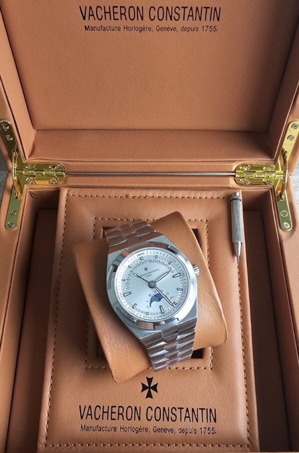 Vacheron Constantin Overseas Moon Phase Retrograde Date Steel White Dial