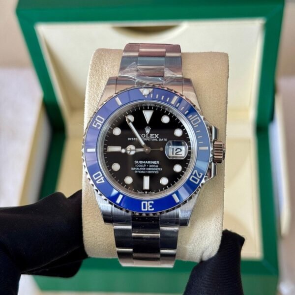 Rolex Submariner Date Blue Bezel White Gold Black Dial 41mm