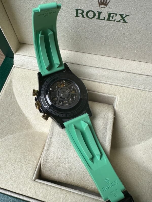 Rolex Daytona Watch Skeleton Dial PVD Green Rubber Strap 40mm