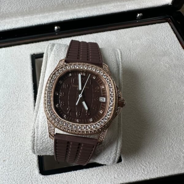 Patek Philippe Aquanaut Rose Gold Brown Dial Diamond Bezel