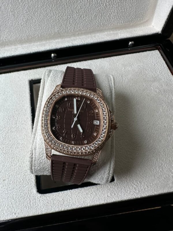 Patek Philippe Aquanaut Rose Gold Brown Dial Diamond Bezel